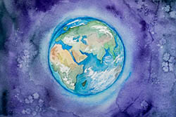 earth watercolour Earth from space watercolour